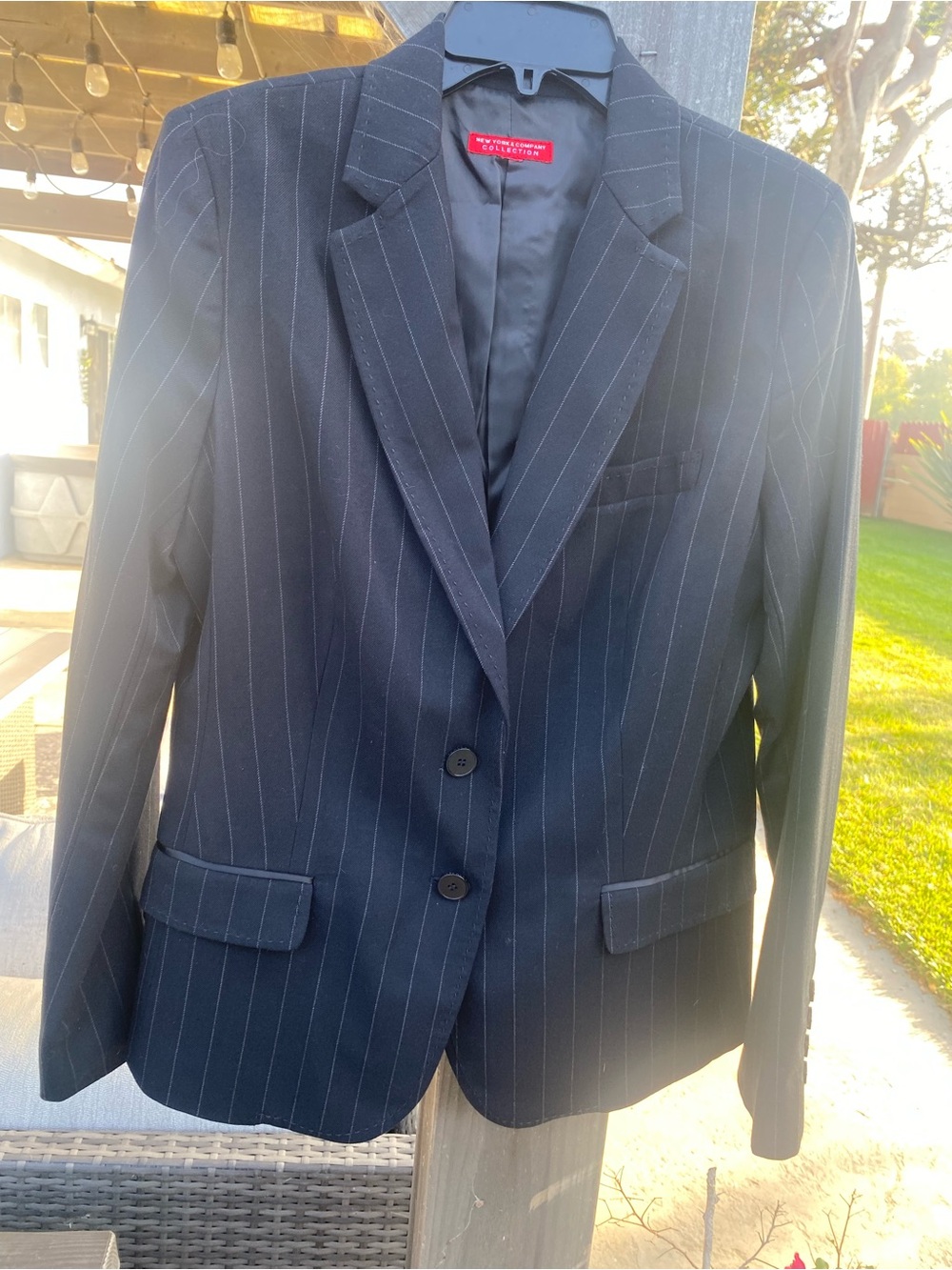 New York & Company Navy Pinstripe Women's Blazer SZ 6